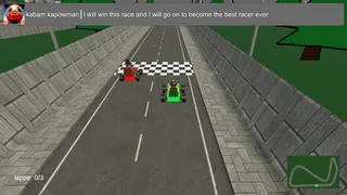 A rival trash-talks at the starting line