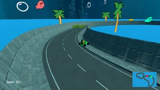 Racing along a seawall track under the ocean